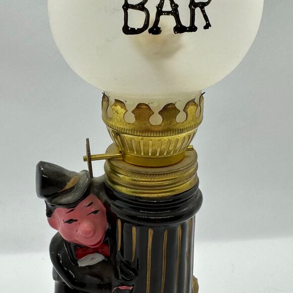 Vintage 1960's Hobo Bar Figurine 7.5" Tall Man Cave Decor Oil Lamp‎ Post Ceramic - Picture 3 of 13